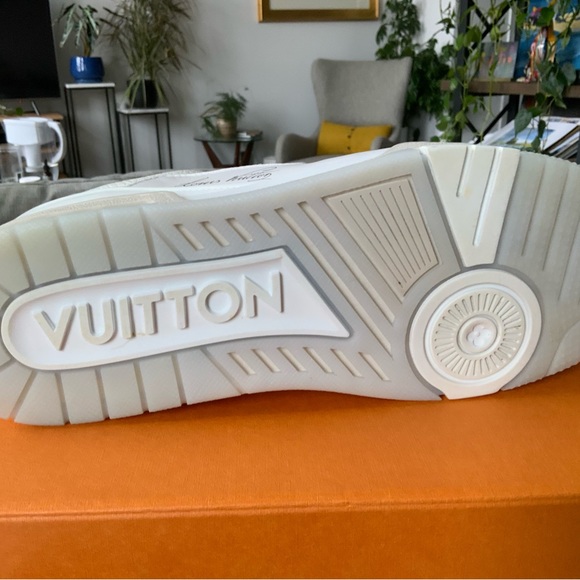 All white LV Trainers - worn twice. Like new. No scuffs or stains. - Picture 6 of 9